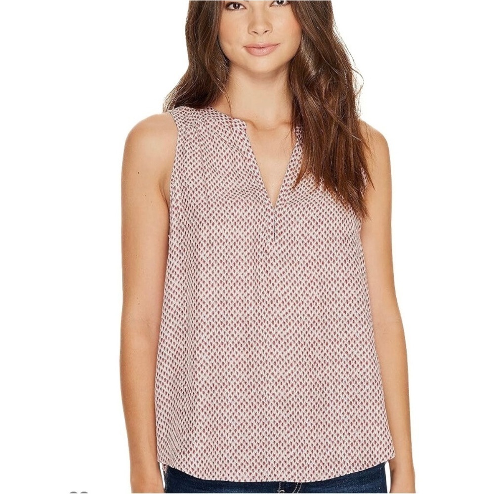Joie Red/White Kotahi C 100% Silk V-Neck Sleeveless Blouse Size XS